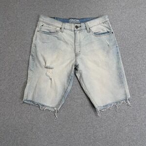 Signature by Levis Shorts Mens 32 Blue Cutoffs 11" Inseam Distressed Light Denim